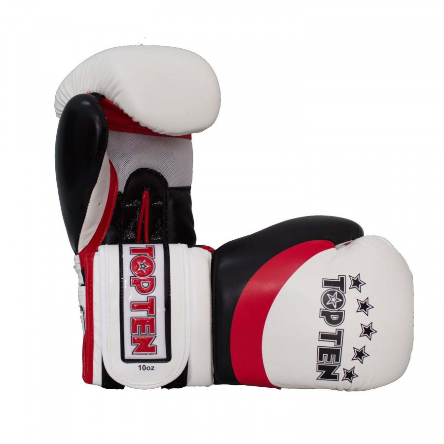 фото Top ten top ten боксерские тренировочные перчатки бело- красные stripe boxing
