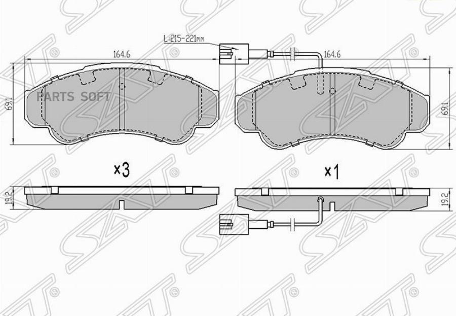 

Колодки тормозные перед PEUGEOT BOXER 02-/CITROEN JUMPER 02-/FIAT DUCATO 02- SAT