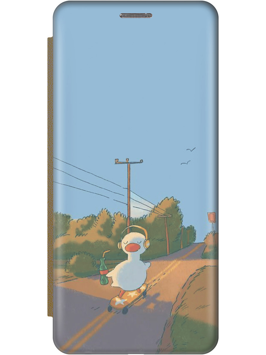 

Чехол-книжка на Tecno Spark 8C "Гусь на лонгборде" золотой, Красный, 20001474