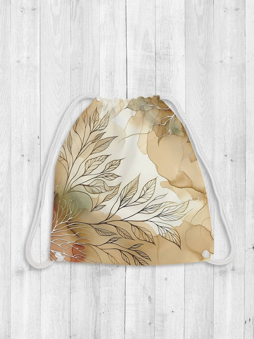 

Сумка мешок для обуви JoyArty Орнамент листьев 38x40 bpa sd1963, Бежевый, Орнамент листьев