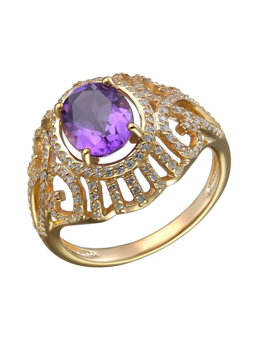 

Кольцо из серебра р. 17,5 Ювелирочка 1055516, аметист\фианит, 1055516