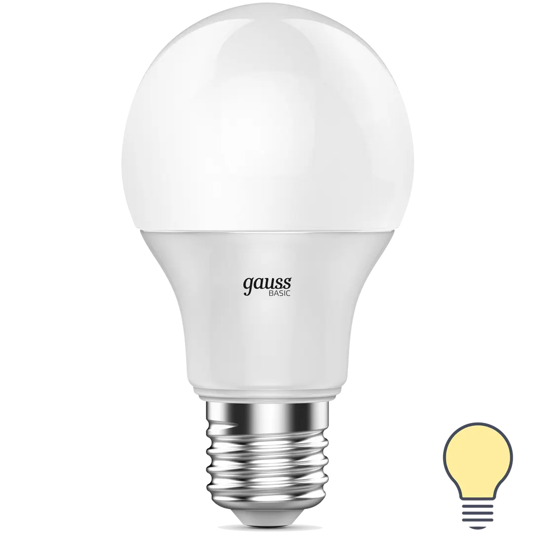 

Лампа светодиодная Gauss E27 170-240 В 11.5 Вт груша матовая 1000 лм теплый белый свет