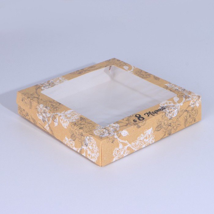 

Коробка складная Веточки, 20 x 20 x 4 см, Бежевый