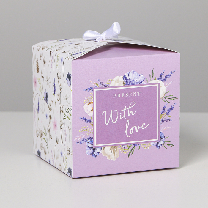 

Коробка складная "With love", 12 x 12 x 12 см, Белый;фиолетовый