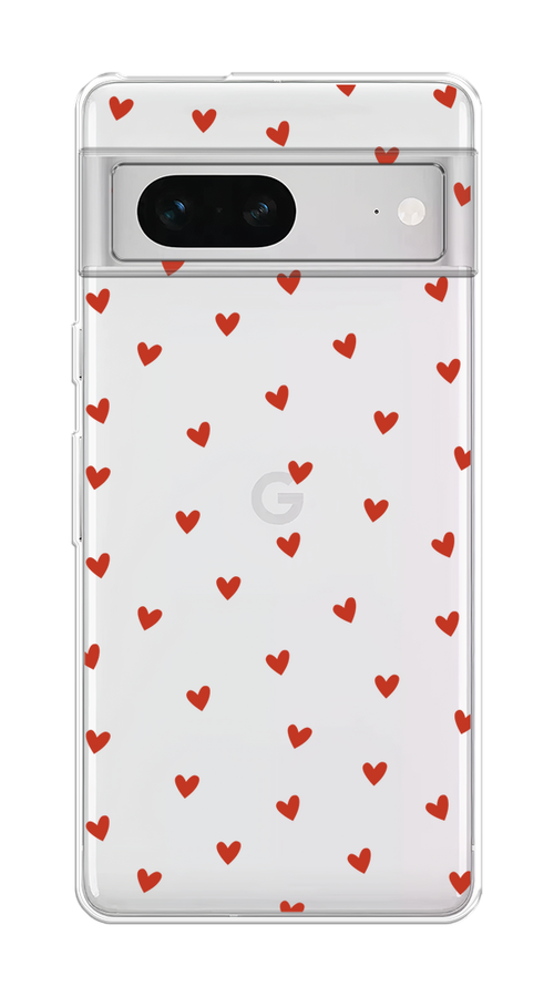 

Чехол на Google Pixel 7 "Red hearts", Красный;прозрачный, 271250-1