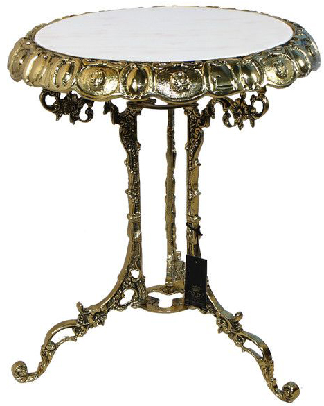 Столик малый с мраморной столешницей (золото) Размер: 48*42*42 см