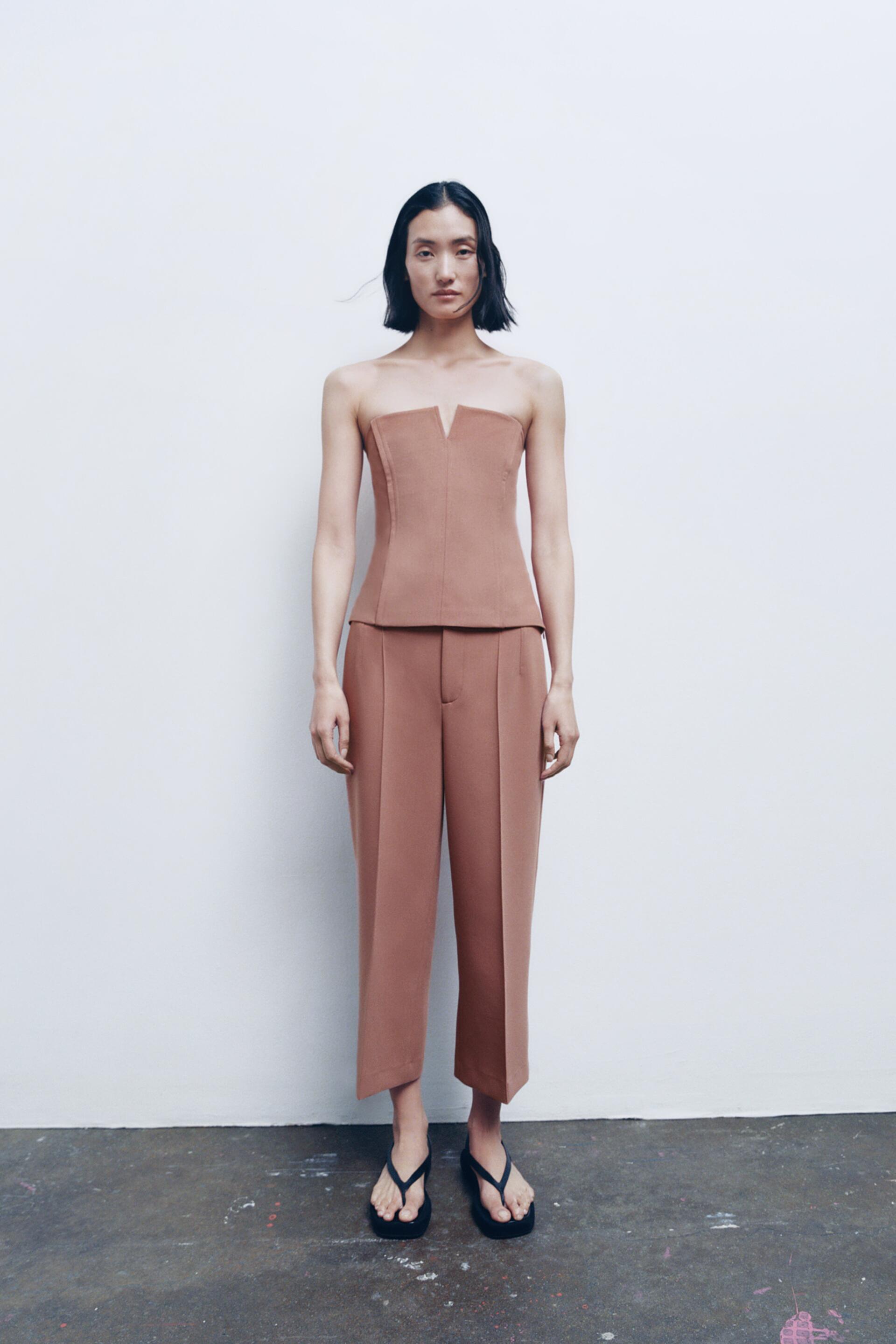 

Брюки женские ZARA 07149040 бежевые L (доставка из-за рубежа), 07149040