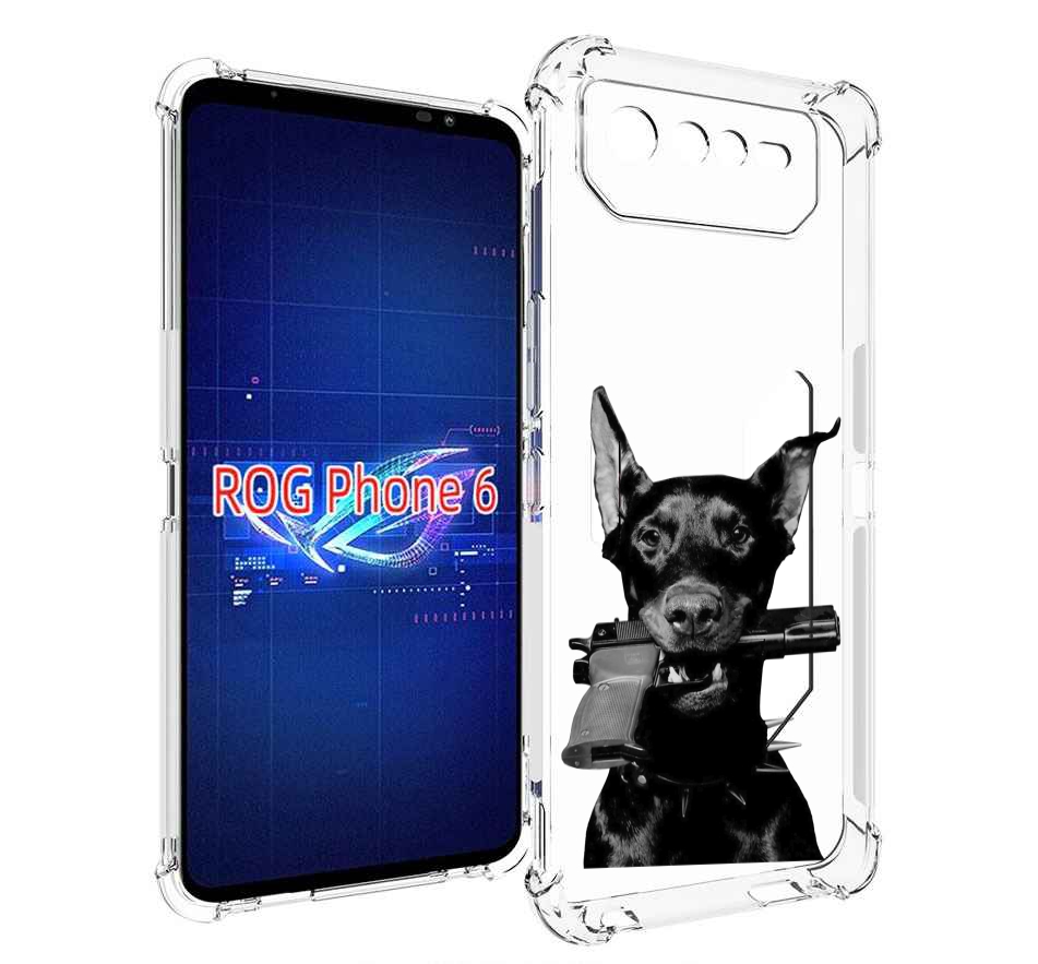 

Чехол MyPads доберман с пистолетом для Asus ROG Phone 6, Прозрачный, Tocco