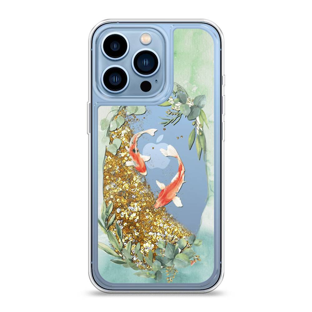 

Жидкий чехол с блестками "Две золотые рыбки" на Apple iPhone 13 Pro, 14390-1