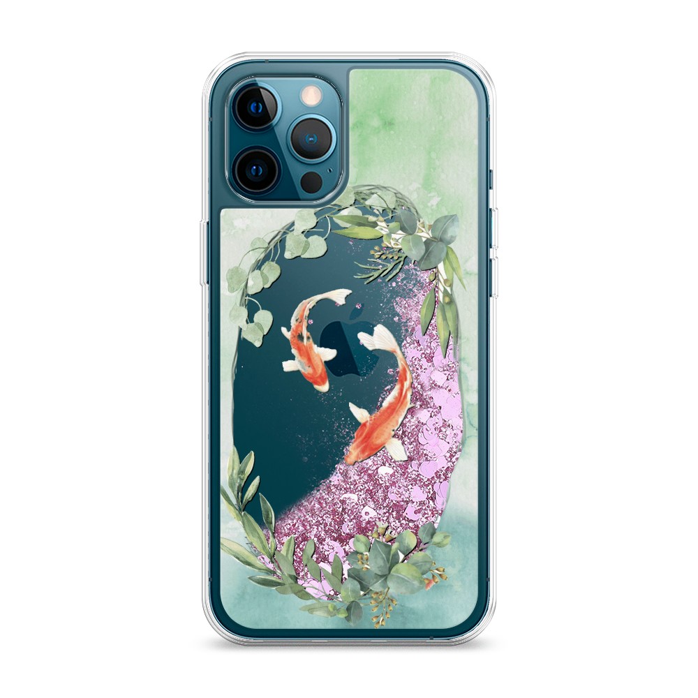 

Жидкий чехол с блестками "Две золотые рыбки" на Apple iPhone 12 Pro Max, 12794-1