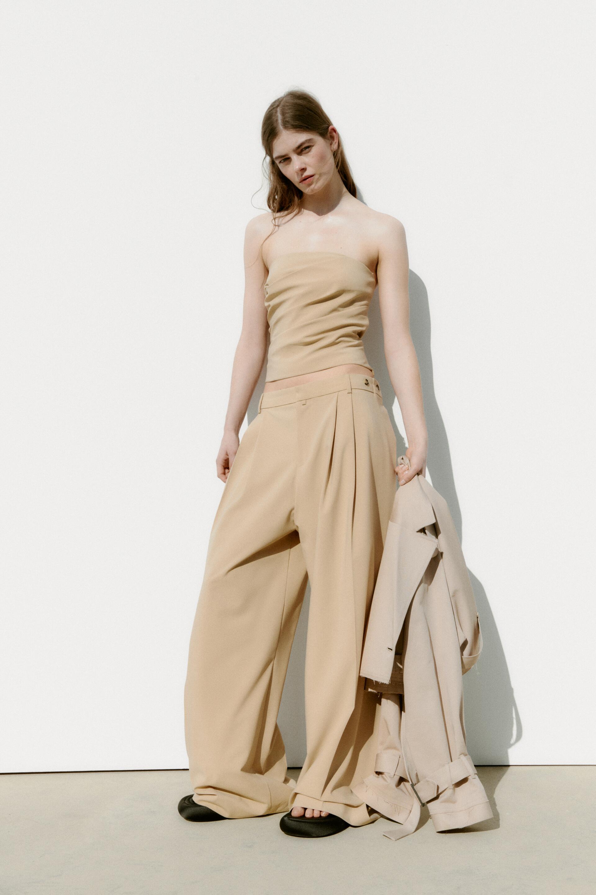 

Брюки женские ZARA 07102402 бежевые L (доставка из-за рубежа), Бежевый, 07102402