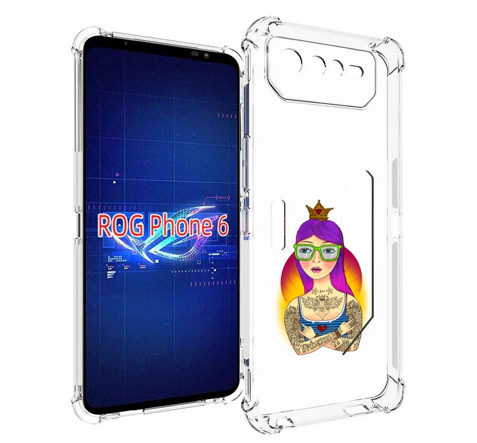 

Чехол MyPads девушка в татуировках с короной для Asus ROG Phone 6, Прозрачный, Tocco
