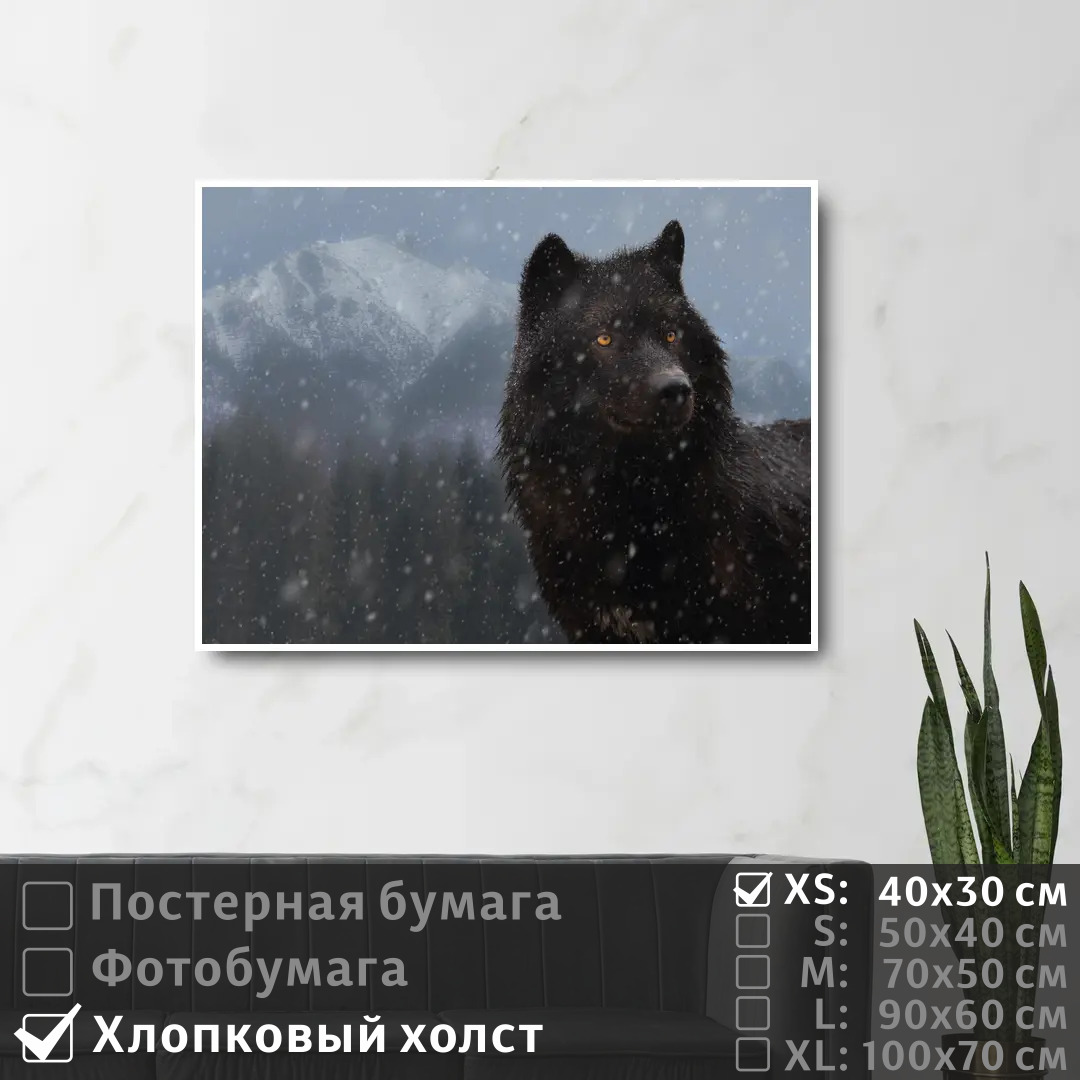 

Постер на холсте ПолиЦентр Черный волк с желтыми глазами 40х30 см, ЧерныйВолкСЖелтымиГлазами