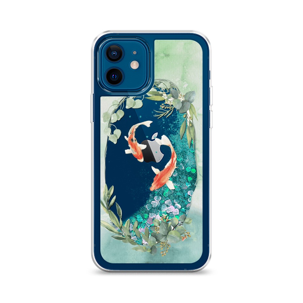 

Жидкий чехол с блестками "Две золотые рыбки" на Apple iPhone 12, 12595-1