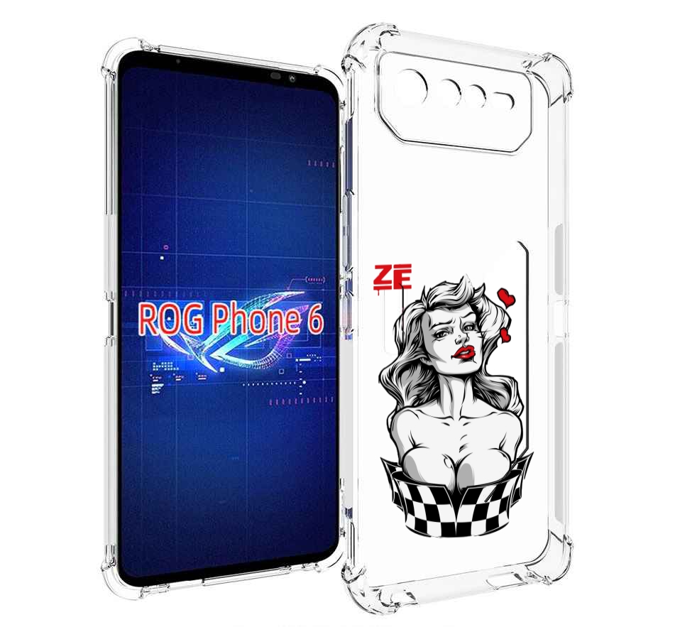 

Чехол MyPads черно белая девушка с красными губами женский для Asus ROG Phone 6, Прозрачный, Tocco