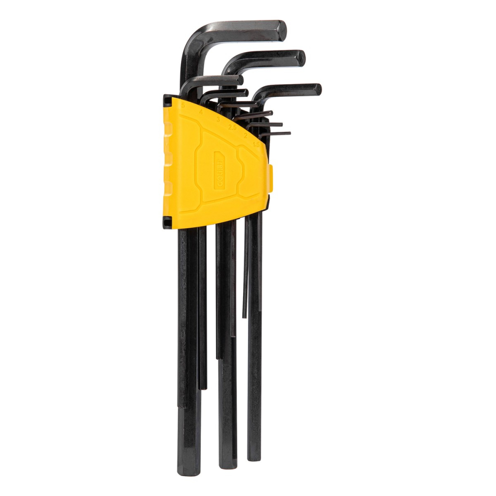 Набор шестигранных ключей Deli Tools DL232309H сверхдлинных, 9 шт угловая линейка стальная deli tools dl302350 350мм