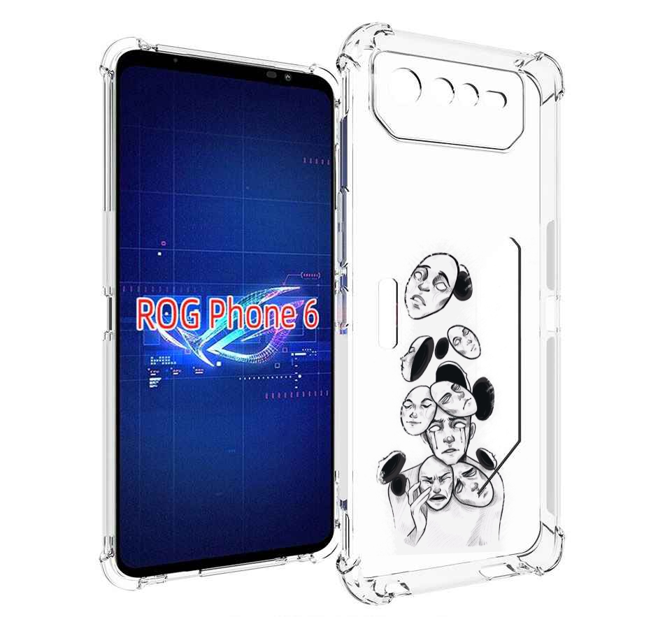 

Чехол MyPads человек с разными масками для Asus ROG Phone 6, Прозрачный, Tocco