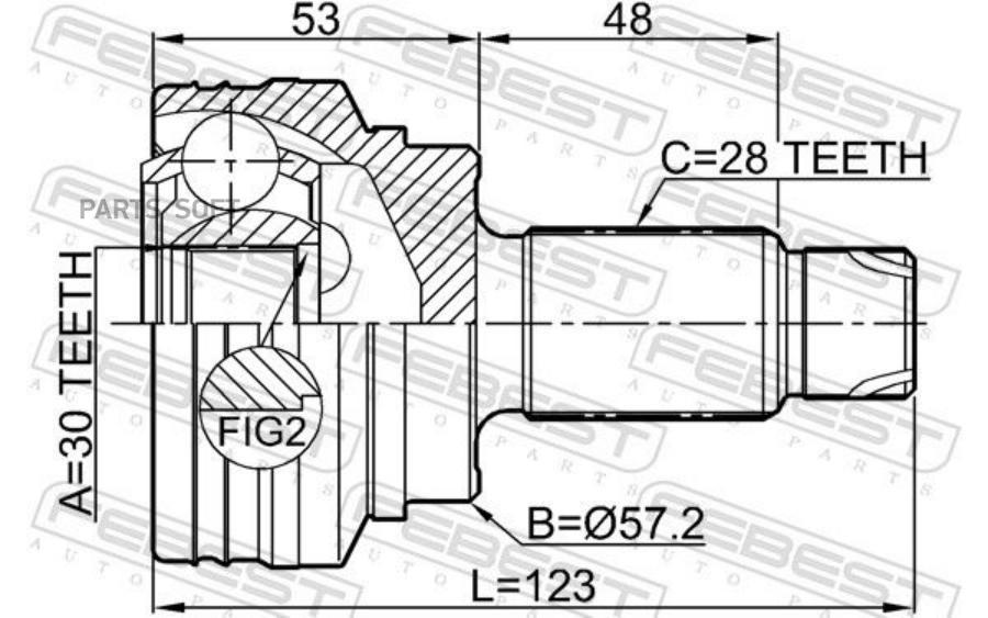 

Шрус Наружный Задний 30Х57.2Х28 FEBEST 1910f30r