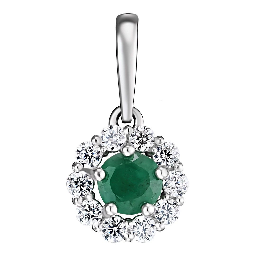 Кулон из серебра Ювелирочка 502735, изумруд\фианит