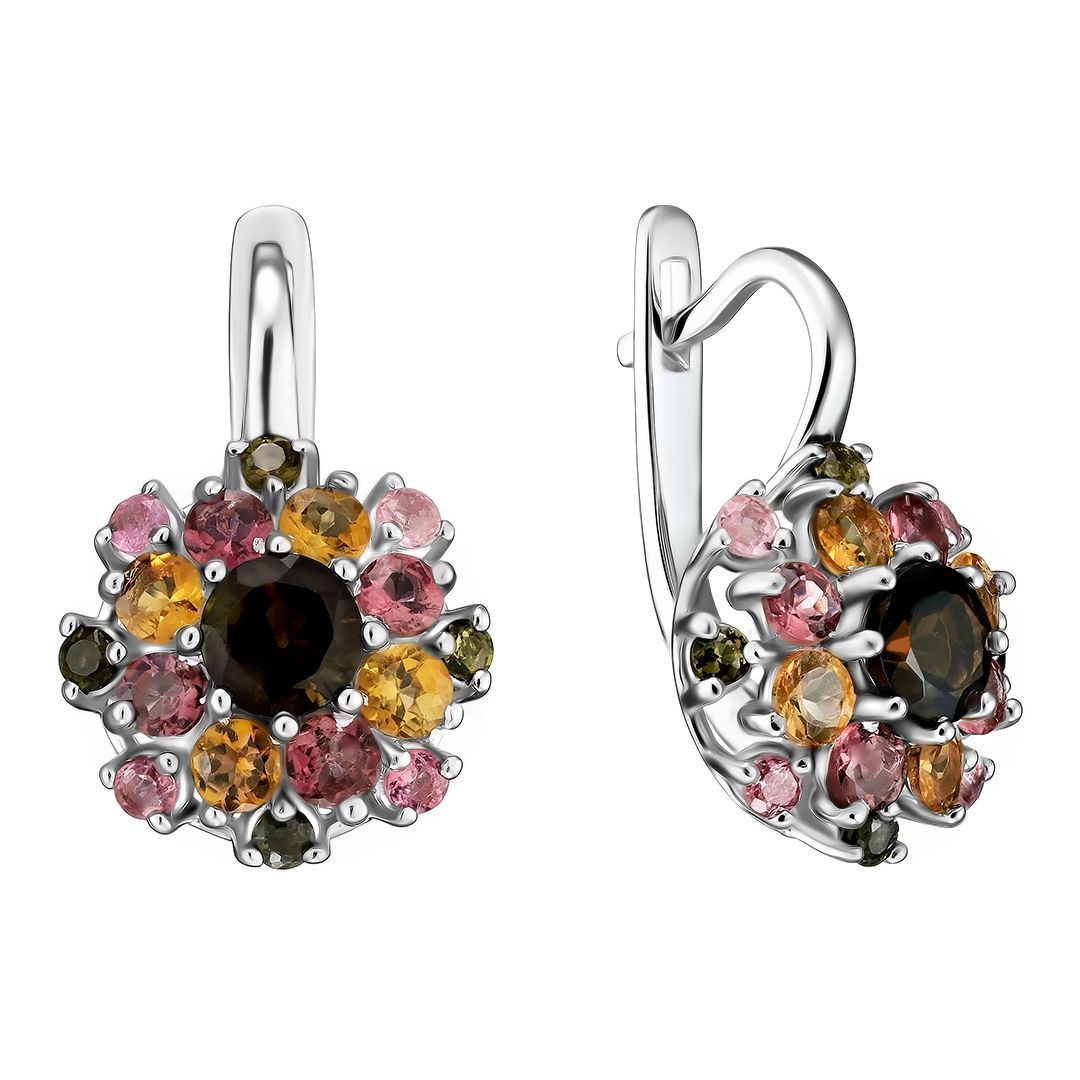 Серьги из серебра Ювелирочка 2087209, турмалин