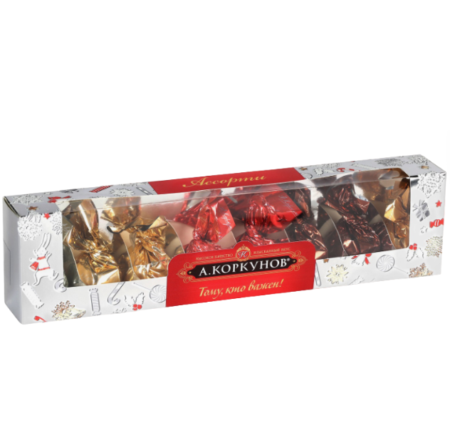 Коркунов Новогодний подарочный набор, коллекция конфет из темного и молочного шоколада,73г