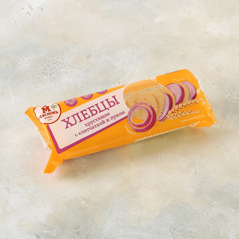Хлебцы пшеничные МясновЪ БУФЕТ хрустящие с клетчаткой и луком 70 г