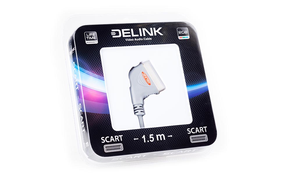 Delink Шнур SCART-SCART 1,5м Delink "Grey" пластик 100043669005 черный