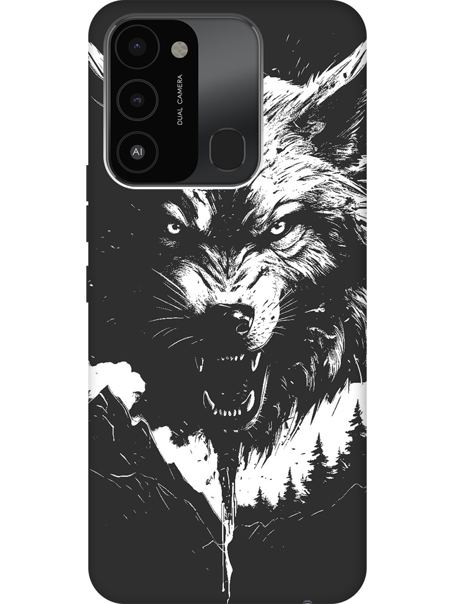 

Матовый Soft Touch силиконовый чехол на Tecno Spark 8C "Wolf W" черный, Черный;белый, 20001473