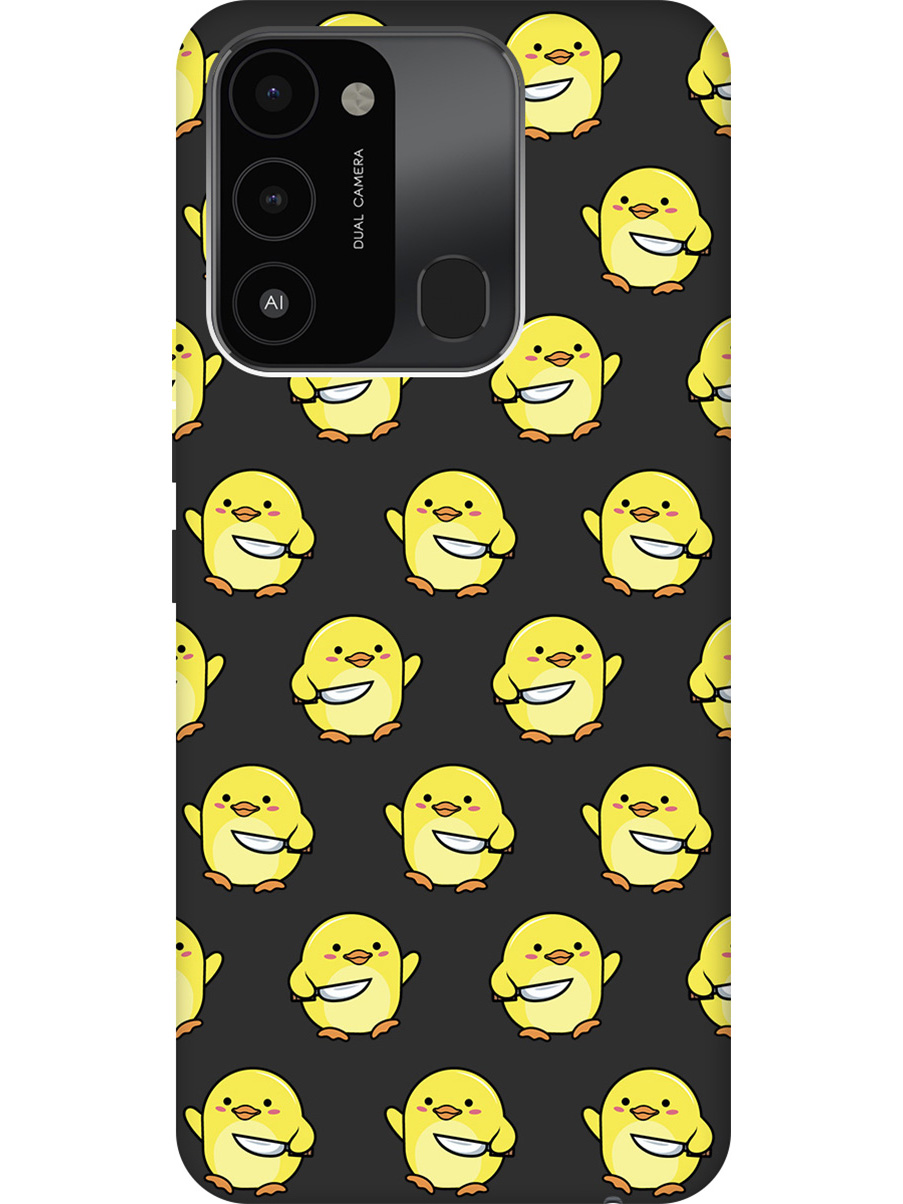 

Матовый Soft Touch чехол на Tecno Spark 8C "Chick With Knife" черный, Черный;желтый;серый, 20001473