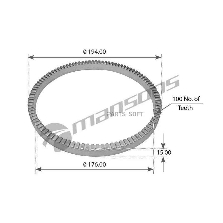 MANSONS Кольцо АБС BPW 176x194x15 z100 MANSONS 2360₽