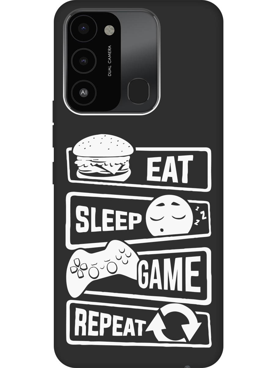 

Матовый Soft Touch силиконовый чехол на Tecno Spark 8C "Game Repeat W" черный, Черный;белый, 20001473