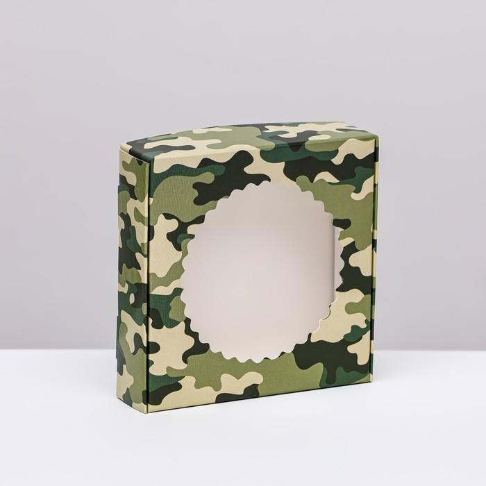 

Коробка сборная с окном, "Камуфляж", 11,5 х 11,5 х 3 см