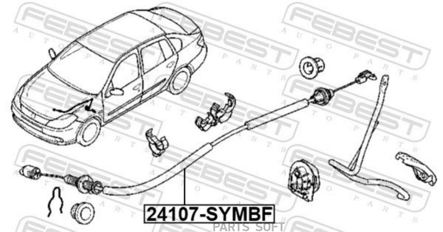 Трос Привода Дроссельной Заслонки FEBEST 24107symbf