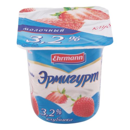 Йогурт Ehrmann Эрмигурт молочный клубника 3,2% 100 г