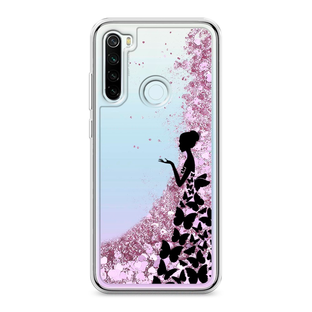 

Жидкий чехол с блестками "Дама в бабочках" на Xiaomi Redmi Note 8T