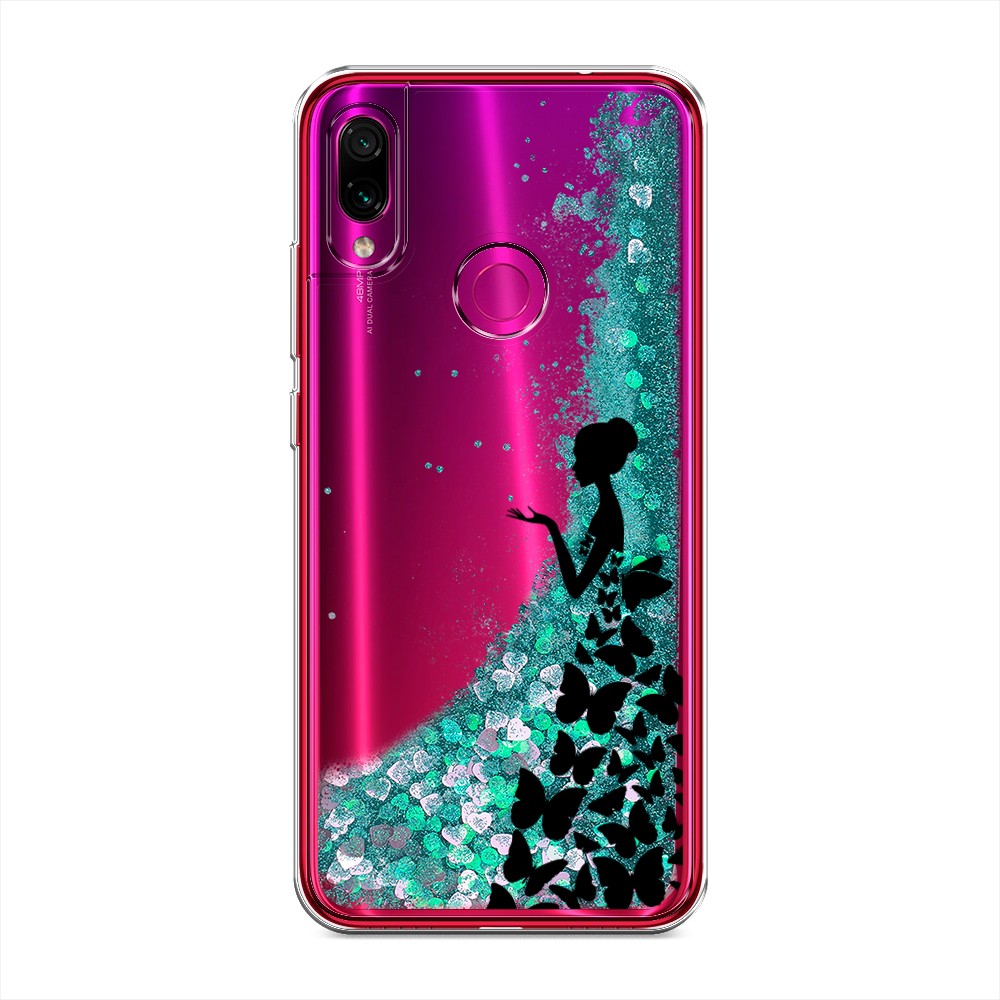 

Жидкий чехол с блестками "Дама в бабочках" на Xiaomi Redmi Note 7, 34795-1