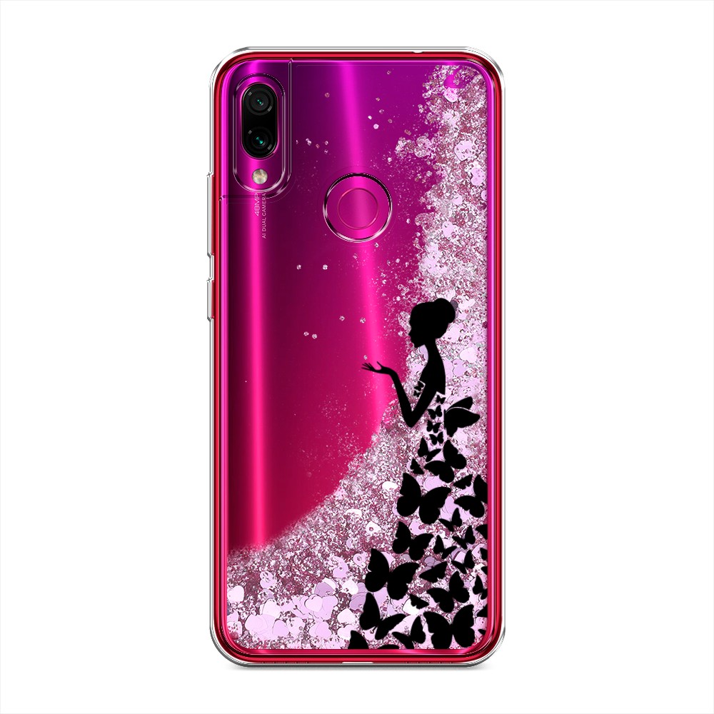 

Жидкий чехол с блестками "Дама в бабочках" на Xiaomi Redmi Note 7