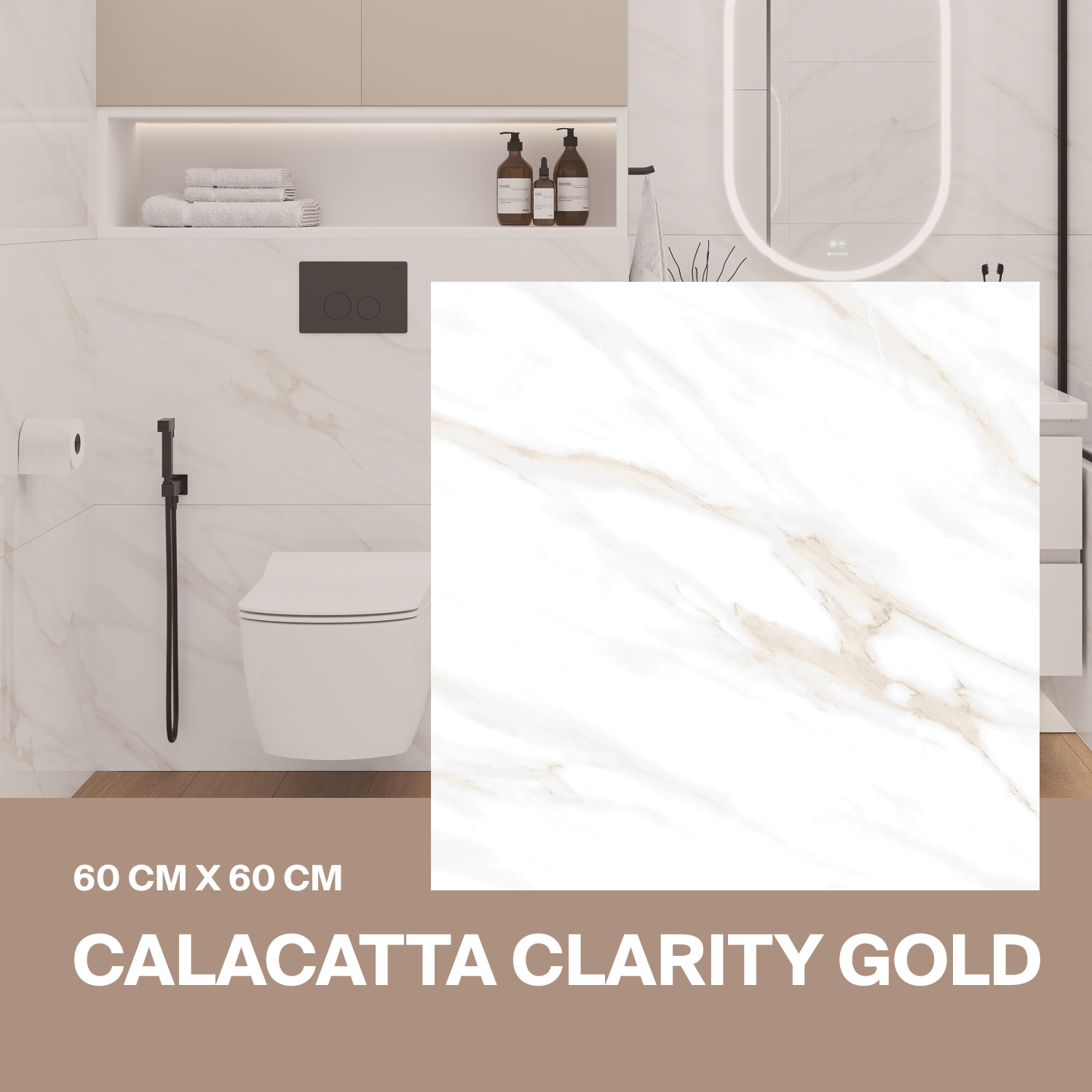 

Керамогранит Ceradim Calacatta Clarity Gold белый 60х60 Полированный 1.44 м2 (4 плитки), Calacatta Clarity Gold