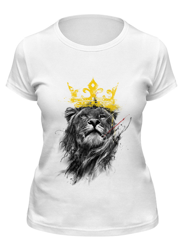 Футболка женская Printio Лев в короне белая 2XL
