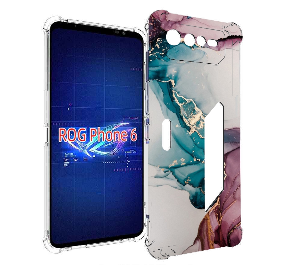 

Чехол MyPads фиолетовый синий краски для Asus ROG Phone 6, Прозрачный, Tocco