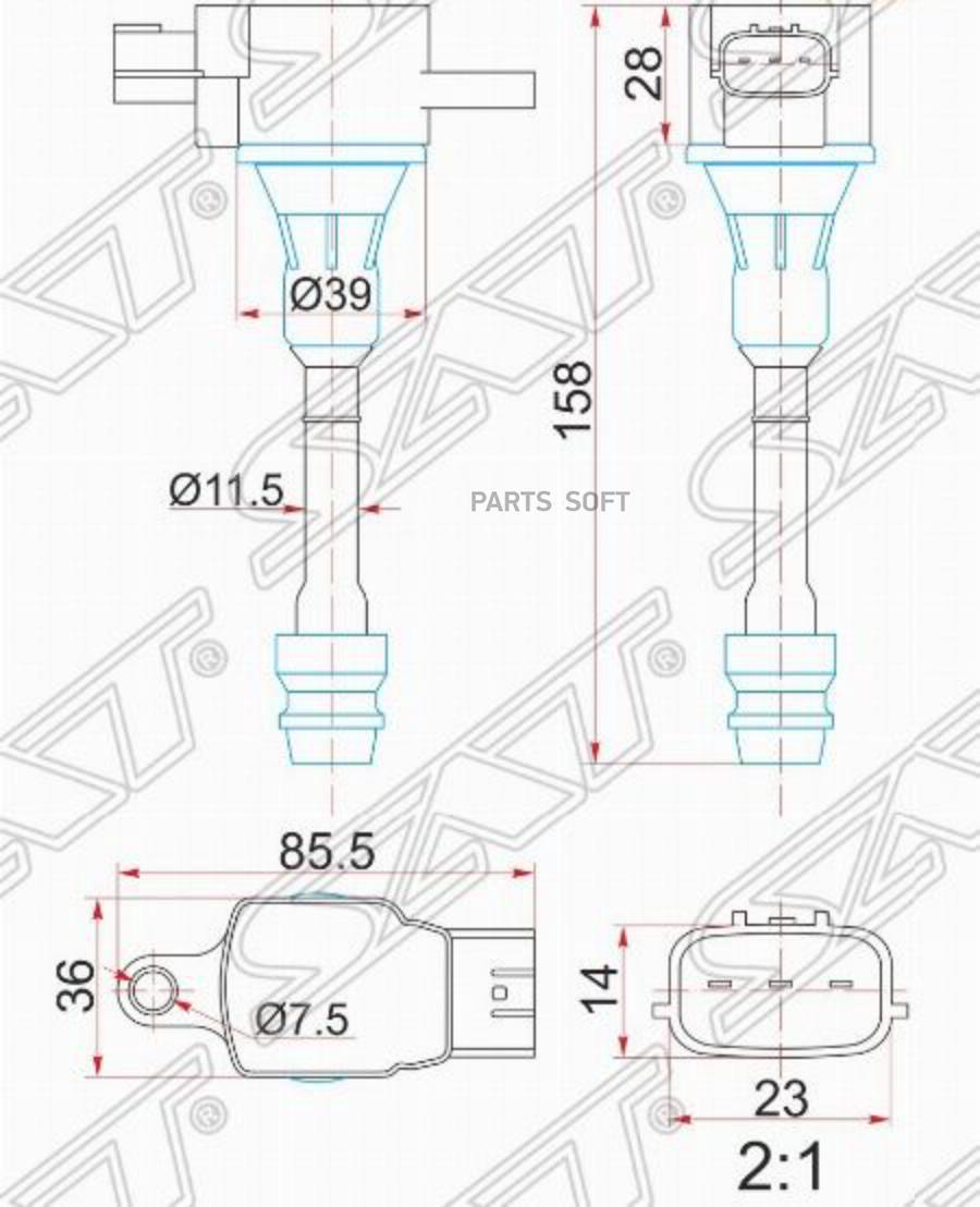 SAT Катушка зажигания NISSAN Y11/W11/M12/T30/P12/J31/C24/U30/Z50 QR20DE/QR25DE 00- (4)