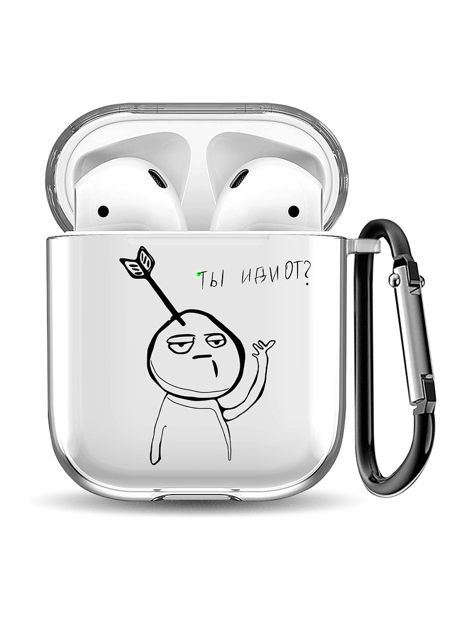 

Силиконовый чехол для наушников Apple Airpods 1/2 с принтом "Idiot", Прозрачный;черный, 200160245