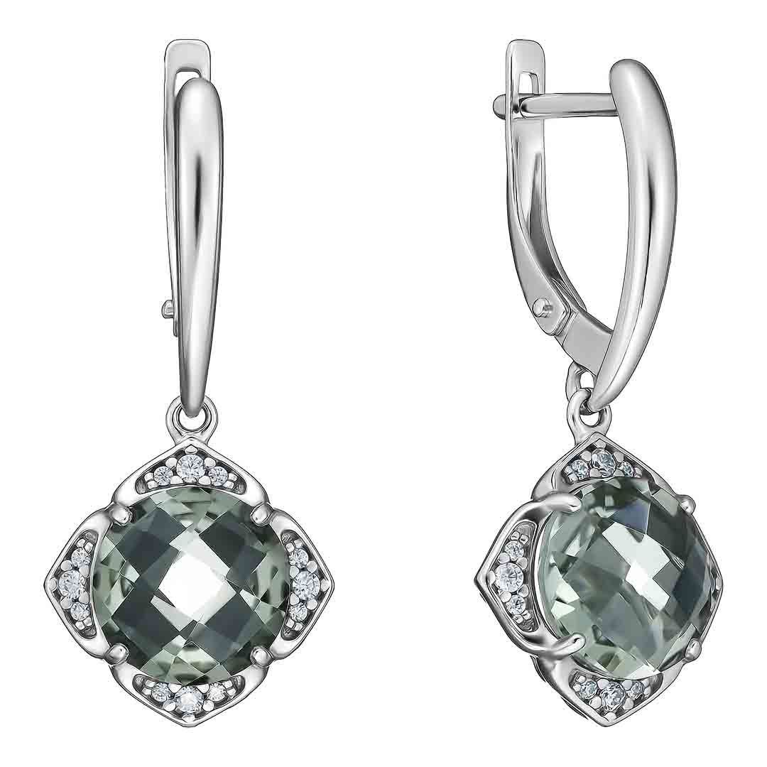 Серьги из серебра Ювелирочка 2049857, кварц\фианит