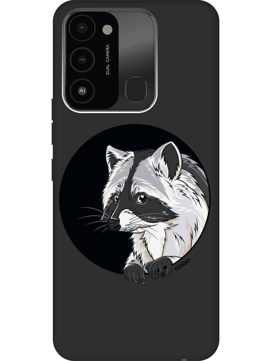 

Матовый Soft Touch чехол на Tecno Spark 8C "Raccon in a Hollow" черный, Черный;белый;серый, 20001473