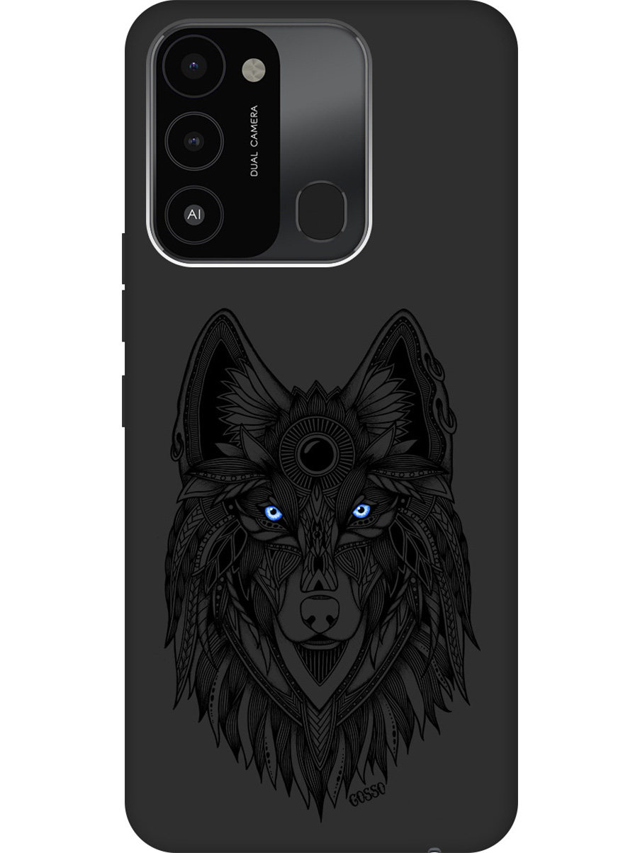 

Матовый Soft Touch силиконовый чехол на Tecno Spark 8C "Grand Wolf" черный, Черный;голубой, 20001473