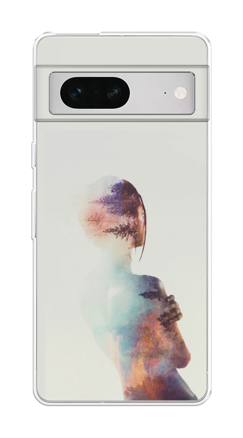 

Чехол на Google Pixel 7 "Девушка-лес", Розовый;голубой;серый, 271250-1