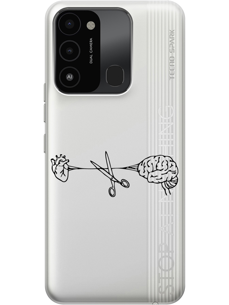 

Силиконовый чехол на Tecno Spark 8C "Cut It", Прозрачный;красный;черный, 20001472