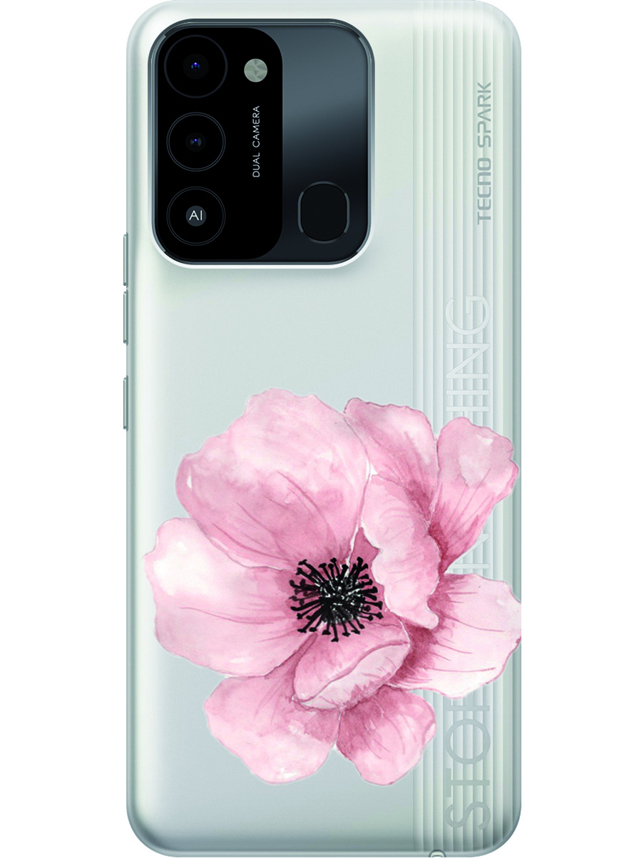 

Силиконовый чехол на Tecno Spark 8C "Pink Flower", Прозрачный;белый;розовый, 20001472