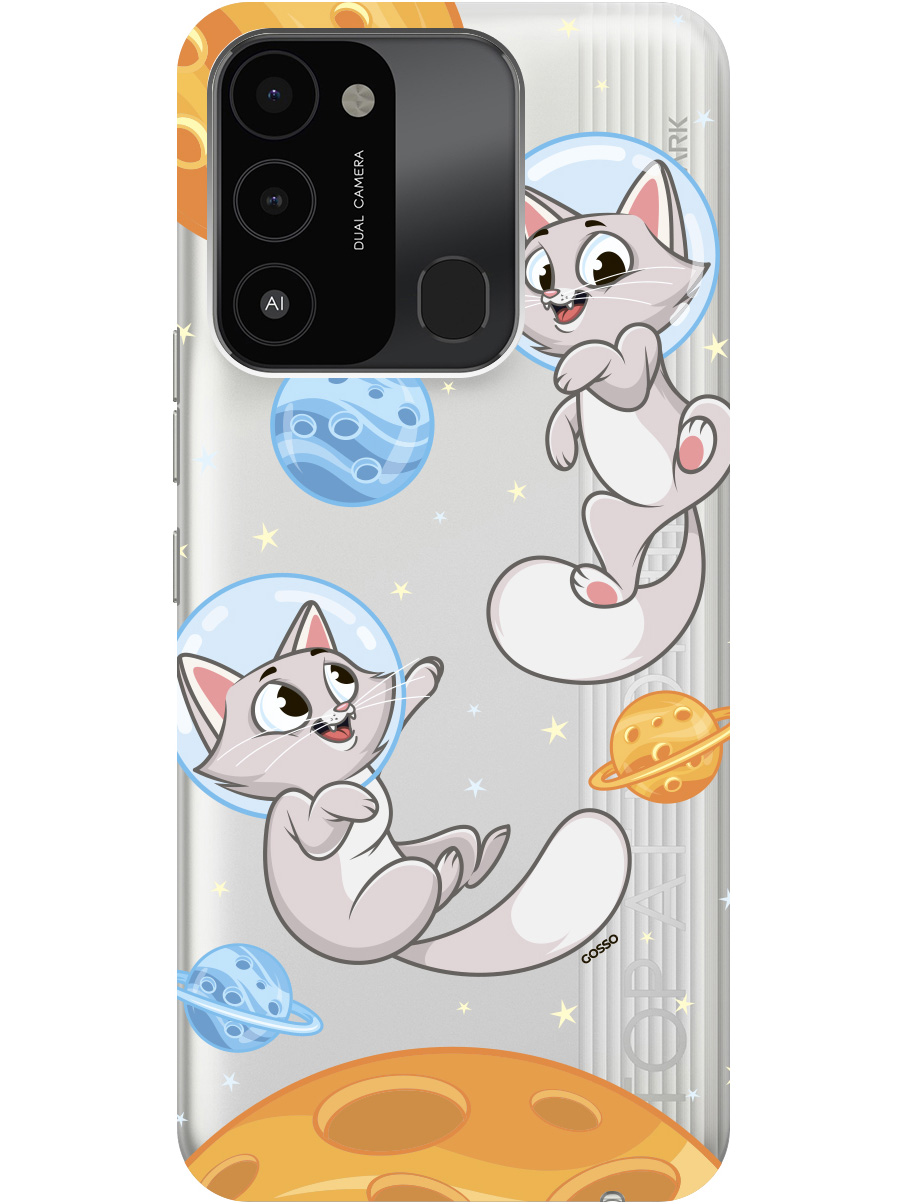 

Силиконовый чехол на Tecno Spark 8C "CosmoCats", Прозрачный;оранжевый;серый, 20001472