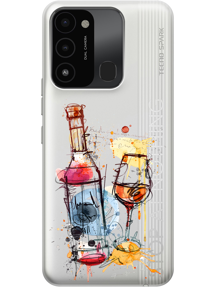 

Силиконовый чехол на Tecno Spark 8C "Aquarelle Wine", Прозрачный;красный;розовый, 20001472